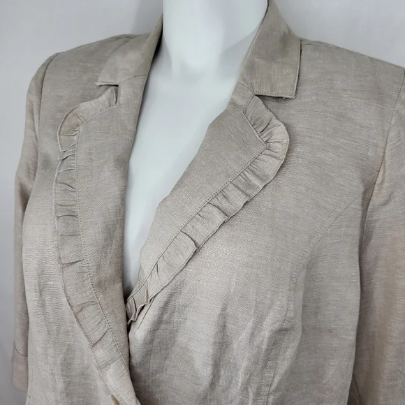 Lane Bryant Blazer JACKET Linen Blend Womens Size 20 Ruffle 3/4 Sleeves NWT - Picture 5 of 16